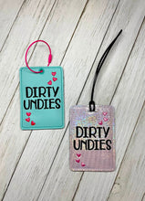Load image into Gallery viewer, Dirty Undies luggage tag set machine embroidery design DIGITAL DOWNLOAD