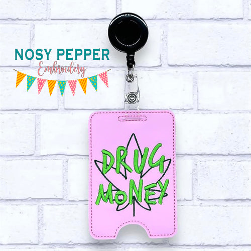 Drug Money badge reel case machine embroidery design DIGITAL DOWNLOAD