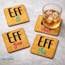 Load image into Gallery viewer, Eff everything coaster set 4x4 machine embroidery design DIGITAL DOWNLOAD