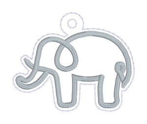 Elephant Minimalist Snap tab (Single and Multi file included) machine embroidery design DIGITAL DOWNLOAD