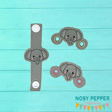 Load image into Gallery viewer, Elephant Shoe Charm machine embroidery design single and multi files (3 versions included) DIGITAL DOWNLOAD