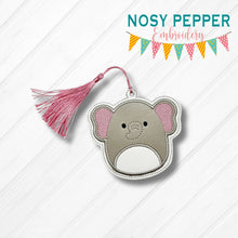 Load image into Gallery viewer, Squishy Elephant Applique bookmark machine embroidery file DIGITAL DOWNLOAD