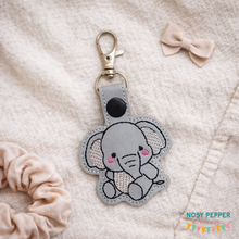 Load image into Gallery viewer, Cute Elephant snap tab machine embroidery design (includes single and multi file) DIGITAL DOWNLOAD