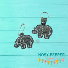 Load image into Gallery viewer, Elephant Minimalist Snap tab (Single and Multi file included) machine embroidery design DIGITAL DOWNLOAD