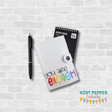 Load image into Gallery viewer, You Are Enough top load notebook cover machine embroidery design DIGITAL DOWNLOAD