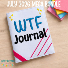 Load image into Gallery viewer, WTF Journal notebook cover (2 sizes available) machine embroidery design DIGITAL DOWNLOAD