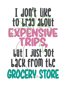 Expensive Trips machine embroidery design (4 sizes included) DIGITAL DOWNLOAD