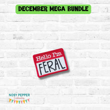 Load image into Gallery viewer, Hello Feral patch (2 sizes included) machine embroidery design DIGITAL DOWNLOAD