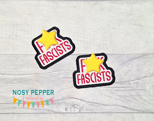 F@ck Fascists machine embroidery design (2 sizes included) DIGITAL DOWNLOAD