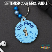 Load image into Gallery viewer, I'm Fine Hand bag tag/bookmark/ornament machine embroidery design DIGITAL DOWNLOAD