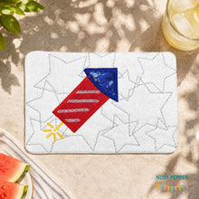 Load image into Gallery viewer, Firework applique ITH Mug Rug (4 sizes and 2 styles included) machine embroidery design DIGITAL DOWNLOAD