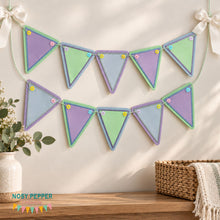 Load image into Gallery viewer, Triangle Applique Bunting version 2 machine embroidery design DIGITAL DOWNLOAD