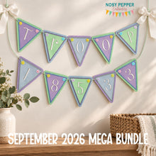 Load image into Gallery viewer, Triangle Applique Bunting version 2 machine embroidery design DIGITAL DOWNLOAD