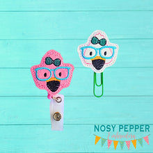 Load image into Gallery viewer, Flamingo Glasses feltie (single &amp; multi file included) machine embroidery design DIGITAL DOWNLOAD