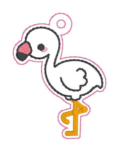 Flamingo snap tab and eyelet fob machine embroidery file (single and multi files included) DIGITAL DOWNLOAD