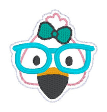 Load image into Gallery viewer, Flamingo Glasses feltie (single &amp; multi file included) machine embroidery design DIGITAL DOWNLOAD