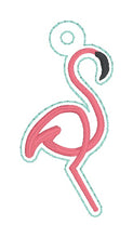 Load image into Gallery viewer, Flamingo Minimalist Snap tab and eyelet fob (Single and Multi included) machine embroidery design DIGITAL DOWNLOAD