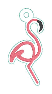 Flamingo Minimalist Snap tab and eyelet fob (Single and Multi included) machine embroidery design DIGITAL DOWNLOAD