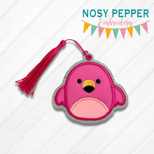 Load image into Gallery viewer, Squishy Flamingo Applique bookmark machine embroidery file DIGITAL DOWNLOAD
