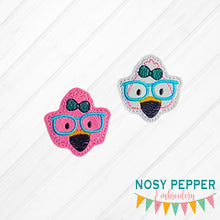 Load image into Gallery viewer, Flamingo Glasses feltie (single &amp; multi file included) machine embroidery design DIGITAL DOWNLOAD
