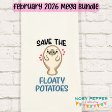 Load image into Gallery viewer, Floaty Potatoes applique machine embroidery design (4 sizes included) DIGITAL DOWNLOAD