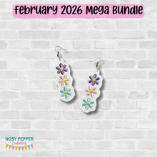 Load image into Gallery viewer, Flower ITH earrings machine embroidery design DIGITAL DOWNLOAD