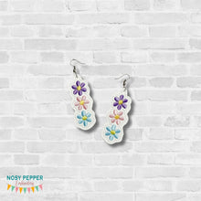 Load image into Gallery viewer, Flower ITH earrings machine embroidery design DIGITAL DOWNLOAD