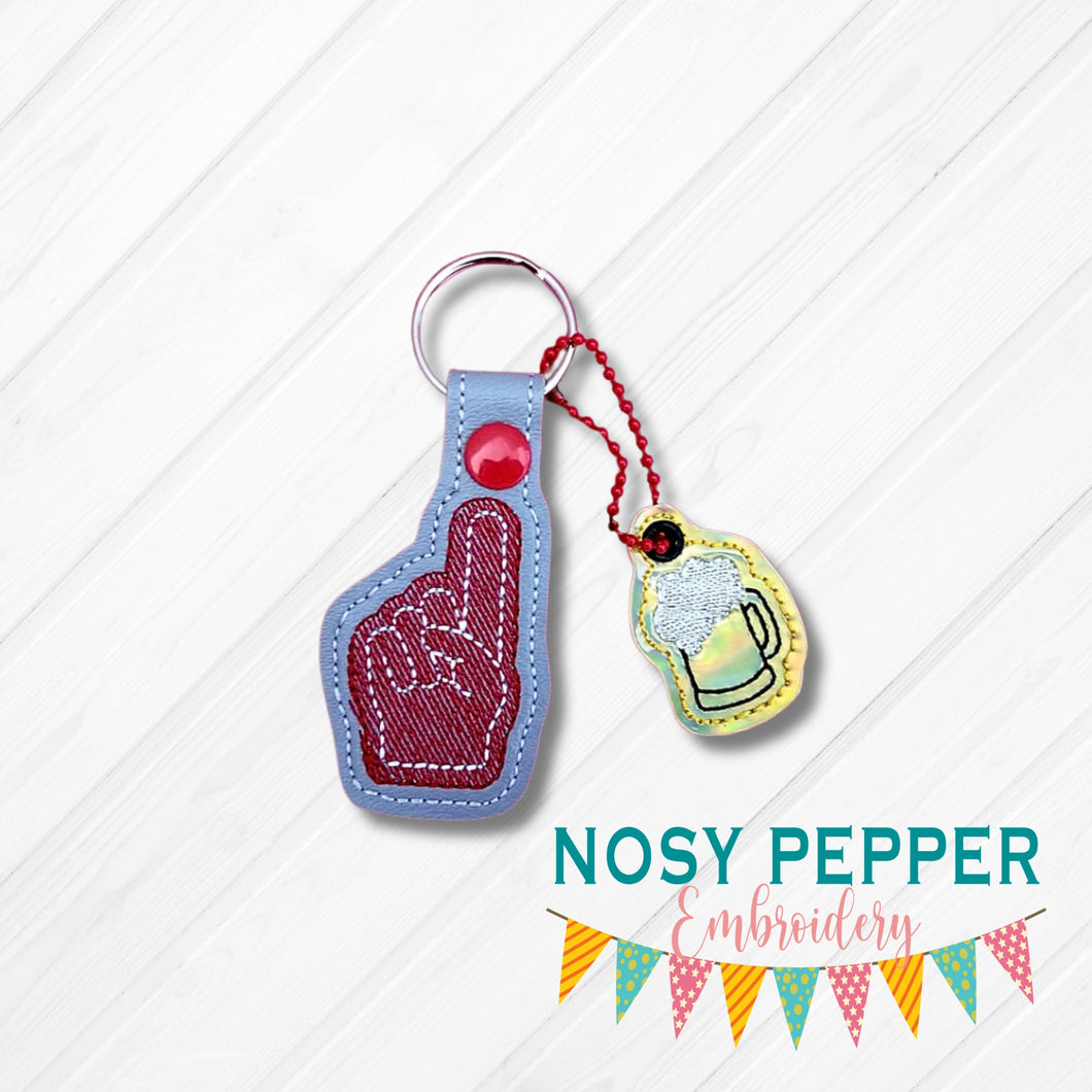 Foam finger snap tab and charm set machine embroidery design DIGITAL DOWNLOAD
