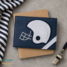 Load image into Gallery viewer, Football applique notebook cover (2 sizes available) machine embroidery design DIGITAL DOWNLOAD