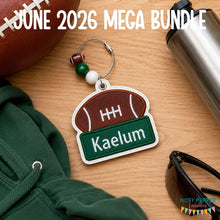 Load image into Gallery viewer, Football applique bag tag/ornament/bookmark machine embroidery design DIGITAL DOWNLOAD