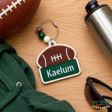 Load image into Gallery viewer, Football applique bag tag/ornament/bookmark machine embroidery design DIGITAL DOWNLOAD