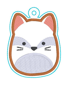 Fox Squishy snap tab and eyelet fob machine embroidery file (single and multi files included) DIGITAL DOWNLOAD