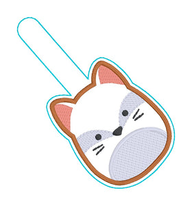Fox Squishy snap tab and eyelet fob machine embroidery file (single and multi files included) DIGITAL DOWNLOAD