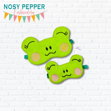 Load image into Gallery viewer, Frog Sleep Mask machine embroidery design (2 sizes included) DIGITAL DOWNLOAD