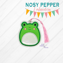 Load image into Gallery viewer, Squishy Frog Applique bookmark machine embroidery file DIGITAL DOWNLOAD