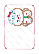 Load image into Gallery viewer, Fruitcake Girl appliqué mug rug machine embroidery design (4 sizes, envelope and turned styles included) DIGITAL DOWNLOAD