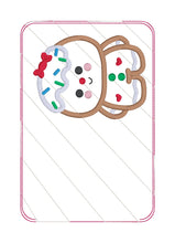 Load image into Gallery viewer, Fruitcake Girl appliqué mug rug machine embroidery design (4 sizes, envelope and turned styles included) DIGITAL DOWNLOAD