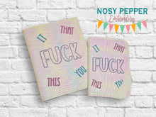 Load image into Gallery viewer, F@ck Notebook Cover (2 sizes available) machine embroidery design DIGITAL DOWNLOAD
