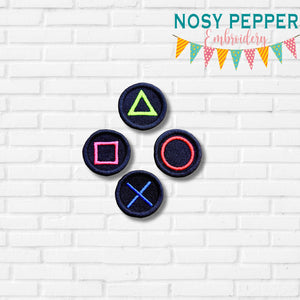 Game Button patch set (includes 4 designs and 3 sizes) machine embroidery design DIGITAL DOWNLOAD