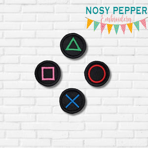 Game Button patch set (includes 4 designs and 3 sizes) machine embroidery design DIGITAL DOWNLOAD