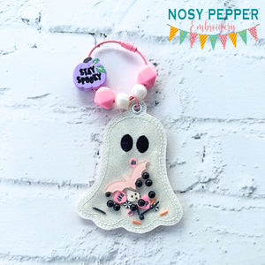 Ghost shaker bookmark/bag tag/ornament machine embroidery file DIGITAL DOWNLOAD