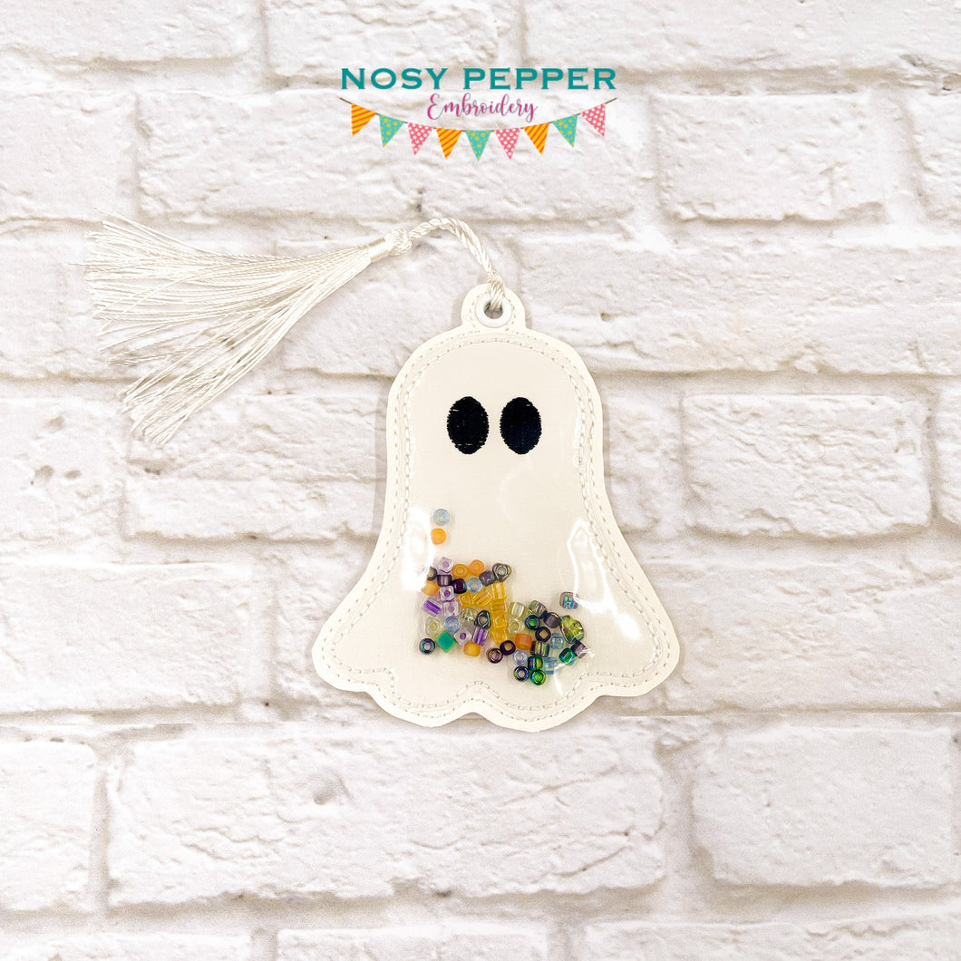 Ghost shaker bookmark/bag tag/ornament machine embroidery file DIGITAL DOWNLOAD