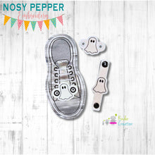 Load image into Gallery viewer, Ghost Shoe Charms machine embroidery design single and multi files (3 versions included) DIGITAL DOWNLOAD