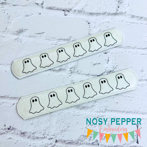 Ghost slap bracelet machine embroidery file 6x10 hoop (single and multi files, and fabric and vinyl styles included) DIGITAL DOWNLOAD