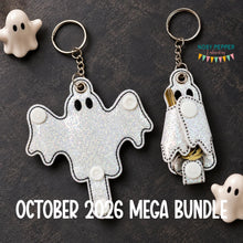 Load image into Gallery viewer, Ghost key wrap machine embroidery design DIGITAL DOWNLOAD