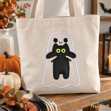 Load image into Gallery viewer, Ghost With Cat machine embroidery design (4 sizes included) DIGITAL DOWNLOAD