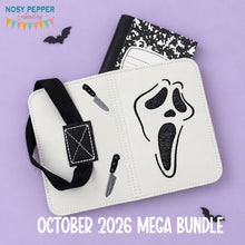 Load image into Gallery viewer, Ghost Face notebook cover --2026 Spooky Mystery Bundle-- (2 sizes available) machine embroidery design DIGITAL DOWNLOAD