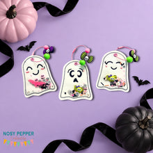 Load image into Gallery viewer, Ghost shaker bag tag set (3 designs included) machine embroidery design DIGITAL DOWNLOAD