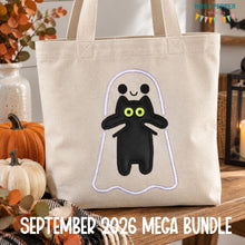 Load image into Gallery viewer, Ghost With Cat machine embroidery design (4 sizes included) DIGITAL DOWNLOAD