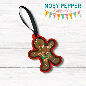 Gingerbread applique shaker ornament/bookmark/bag tag machine embroidery file DIGITAL DOWNLOAD